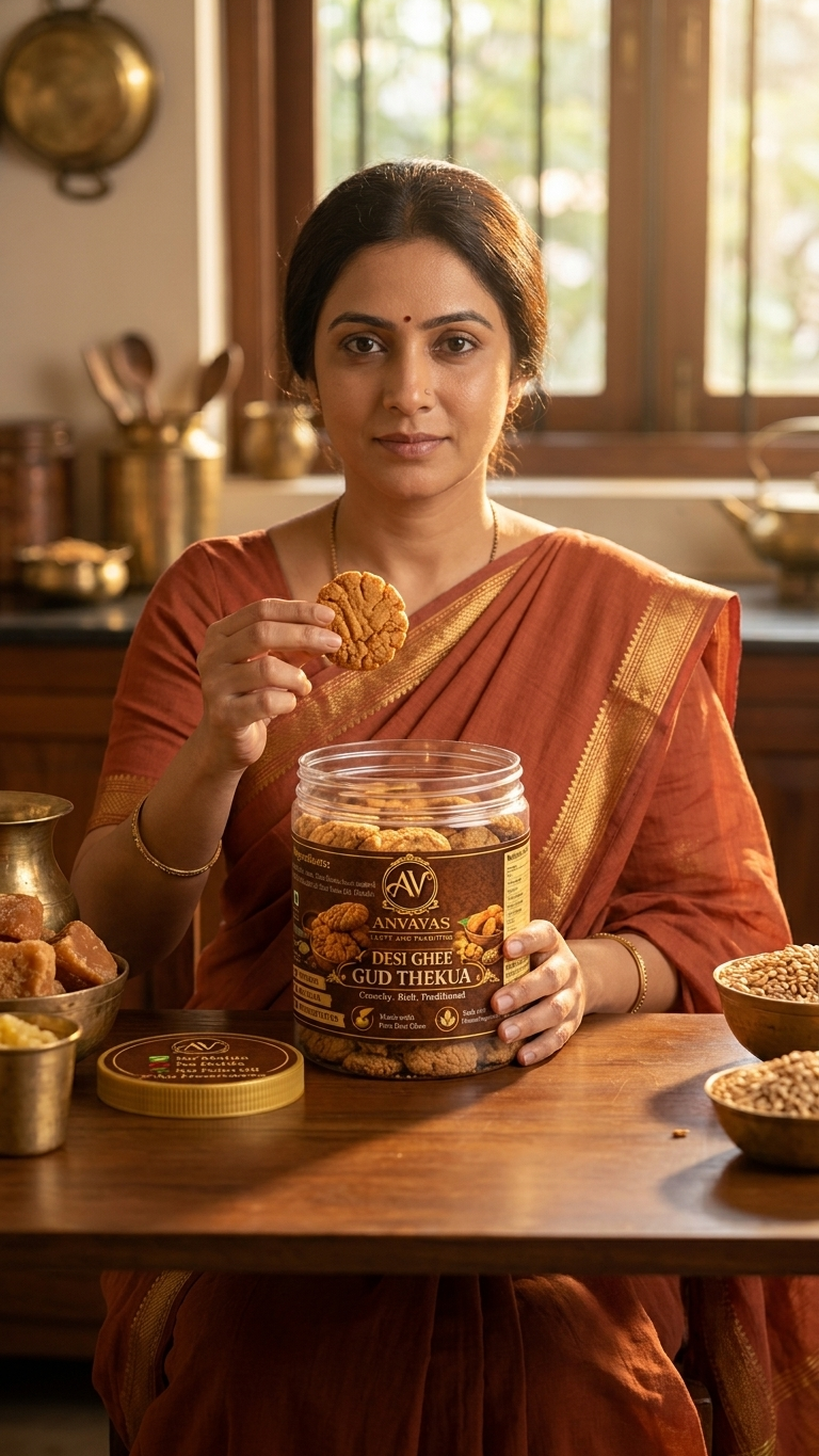 Anvayas Desi Ghee Gud Thekua – why handmade Indian snacks win over machine-made, traditional Bihar recipe